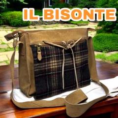 希少　良品　IL BISONTE ショルダーバッグ　スエード　タータンチェック
