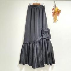 シモンヌ ロングドレス　レース　フリル　プリーツ　パニエ　紺　ワンピース シモンヌ ロングドレス レース フリル プリーツ パニエ 紺