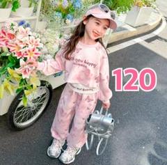 女の子　セットアップ3点　ちょうちょ柄　ピンク　120