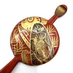 【美品】赤金蒔絵 丸型 二股かんざし 簪 和装 ヘアアクセ