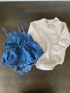 デニムとキルティングのロンパースセット　80 女の子