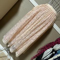 レトロ古着 お花のレース生地ꕥ フレアスカート ヴィンテージ 古着 ピンク