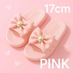▼キッズ サンダル リボン 靴 夏 プリンセス 韓国 ピンク 女の子 17cm
