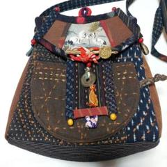 ちーこ　パッチワークショルダーバッグ　酒袋 絣　古布 ちーこ様専用 パッチワークショルダーバッグ 酒袋 絣 古布