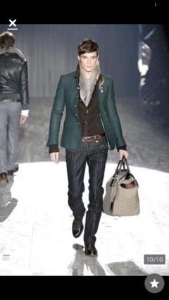GUCCI ノーカラージャケット 44 本革 青 2025年最新】GUCCI ノーカラージャケットの人気アイテム - メルカリ