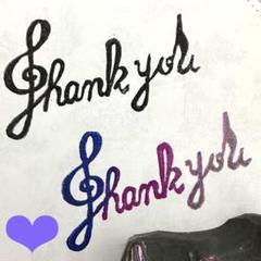 持ち手無し　消しゴムはんこ　音楽thank youはんこ　ト音記号と八分音符