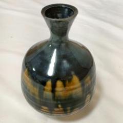茶道具　瀬戸焼　加藤重高作　斑釉　蓋物　共布共箱　M　R7535 茶道具 瀬戸焼 加藤重高作 斑釉 蓋物 共布共箱 M R7535