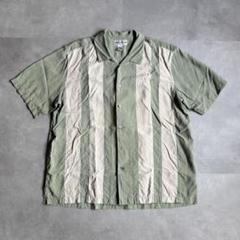 古着 90s 半袖 シルク シャツ ストライプ 切り替え cityboy
