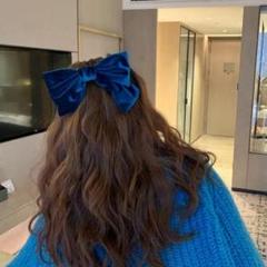 ベルベット,リボンバレッタ,ヘアクリップ,紺色,ネイビー,NAVY,Fairyb
