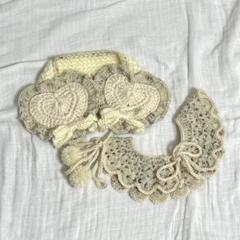 No.0113 ハンドメイド イヤーマフ ヘッドドレス 耳当て つけ襟