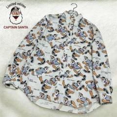 美品 90s キャプテンサンタ ボタンダウンシャツ 長袖 白 総柄 日本製 L