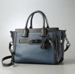 専用 コーチ ショルダーバッグ スワッガー 2way 本革 ターンロック 青 COACH コーチ スワッガー 2way ショルダーバッグ ターンロック