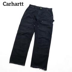 超スペシャル 32X34 W32 カーハート ダブルニー パンツ ブラック 黒 USA製 Carhartt Firm Duck Double-Front Work Dungaree 黒 30×32