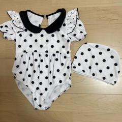 キッズ女の子　水着　ドット柄　2点セット100cm