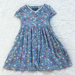 ポロラルフローレン　現行タグ　花柄シャツワンピース　100 半袖　ブルー