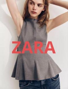【完売品】ZARA ザラ ペプラムリボントップス⭐︎ブラックM ZARA】ペプラムリボン トップス ブラック | 2606/777/800 (ZARA