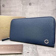 未使用保管品 ブルガリマン ラウンド 長財布 ネイビー メンズ 284231