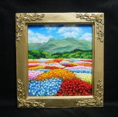 真作】油彩画 勝部タマキ 青い鳥の花器 ※価格交渉OK