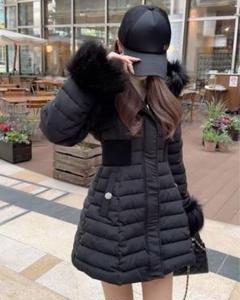 RADY ベルテッド ダウンコート 総レース Aライン ショールカラー ブラック RADY ベルテッド ダウンコート 総レース Aライン ショールカラー
