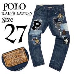 【高級】【27】POLO RALPH LAUREN ダメージ ワッペン デニム