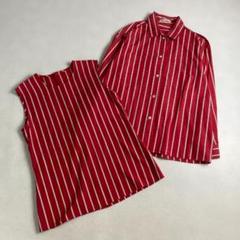 美品　カルバンクライン　アンサンブル　ブラウス　ストライプ　シェルボタン