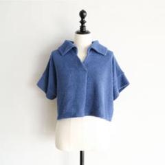 新品Searoomlynn スキッパーHalfルーズトップス ライトネイビー