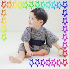90　和柄　ロンパース　甚平　子供　ベビー　浴衣　総柄　男の子