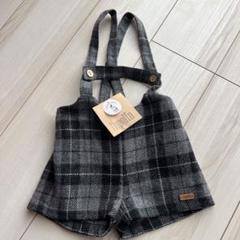 新品　Popelin ポペリン チェック柄サスペンダーパンツ　18-24m
