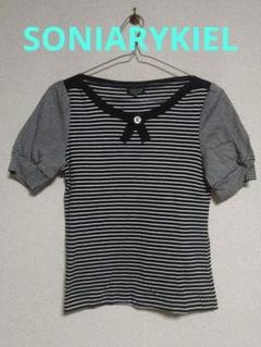 SONIA RYKIEL ポロシャツ S 半袖ニット ボーダー ストライプ ソニアリキエル ニット 半袖 ボーダー トップス レディース 38