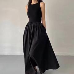 サマーニット　ロングワンピース　ノースリーブ　ドレス　パーティー　半袖　夏服