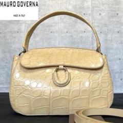 【未使用級】MAURO GOVERNA クロコダイル ベージュ 2WAYバッグ