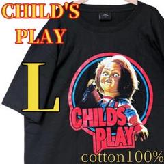 高品質チャイルドプレイ 映画Tシャツ半袖コットン100 新品 チャッキー L黒