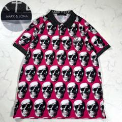 【極美品】MARK&LONA マークアンドロナ　スカル総柄　ポロシャツ　ゴルフ
