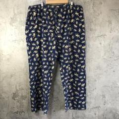 az250古着　柄パンツ　パジャマパンツ　紺　90s Y2K