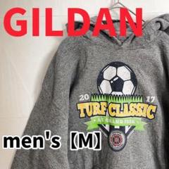 Y178【GILDAN】2017soccerプリント長袖パーカー【M】グレー