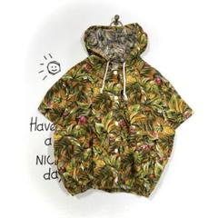 リバーエース パーカー(160)ボタニカル柄 アロハ グリーン 半袖 シャツ