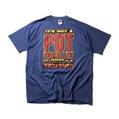 【90s】Canada製 POT BELLY メッセージ Tシャツ ネイビー
