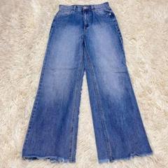 5652 美品✨クリア カットオフデニムパンツ ワイド ルーズデニム ダメージ