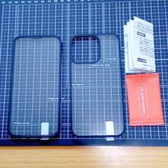 iPhone13Pro 超薄型スリムな両面保護ガラスケース (ブラック)