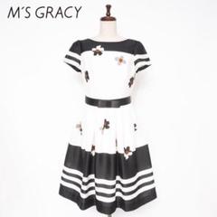 美品 M'S GRACY フラワーワンピース 白黒 サイズ40*CD1032