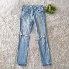 AZUL BY MOUSSY スキニーデニム ライトブルー ダメージデニム