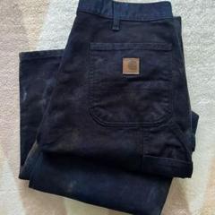 100 ％品質保証 ダック地 Carhartt け*い様 ワークパンツ 36 黒ネイビー 後染め パンツ