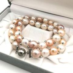 美品✨ 真珠　ネックレス　マルチカラー　磁石　12.5mm～13.0mm　大粒