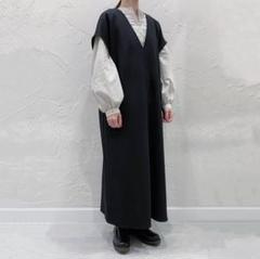 極美品 Cafune Vネックフレンチスリーブワンピース ブラウンのサムネイル