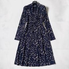 極美品 マックスマーラ ワンピース ミモレ丈 総柄 白タグ ストレッチ L