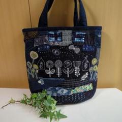 藍染古布×ミナペルホネン×刺し子 トートバッグ - メルカリ