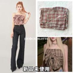 ダーリッチ darich タータンチェックリボンベアトップ レッド