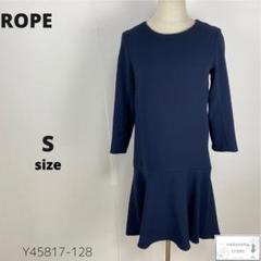 美品 ROPE ロペ ワンピース チュニック フレア シンプル 上品 万能 紺色