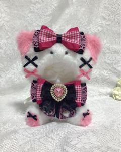 いちごパフェくまさん／黄緑❤︎ちびぐるみ.にとたん.おすわりぬい服 着ぐるみ　自立 いちごパフェくまさん／黄緑❤︎ちびぐるみ.にとたん.おすわり
