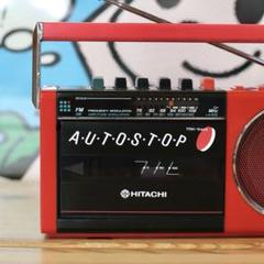 HITACHI ラジカセ　レトロ HITACHIダブルラジカセ レッドカラー 昭和レトロ カセットデッキ